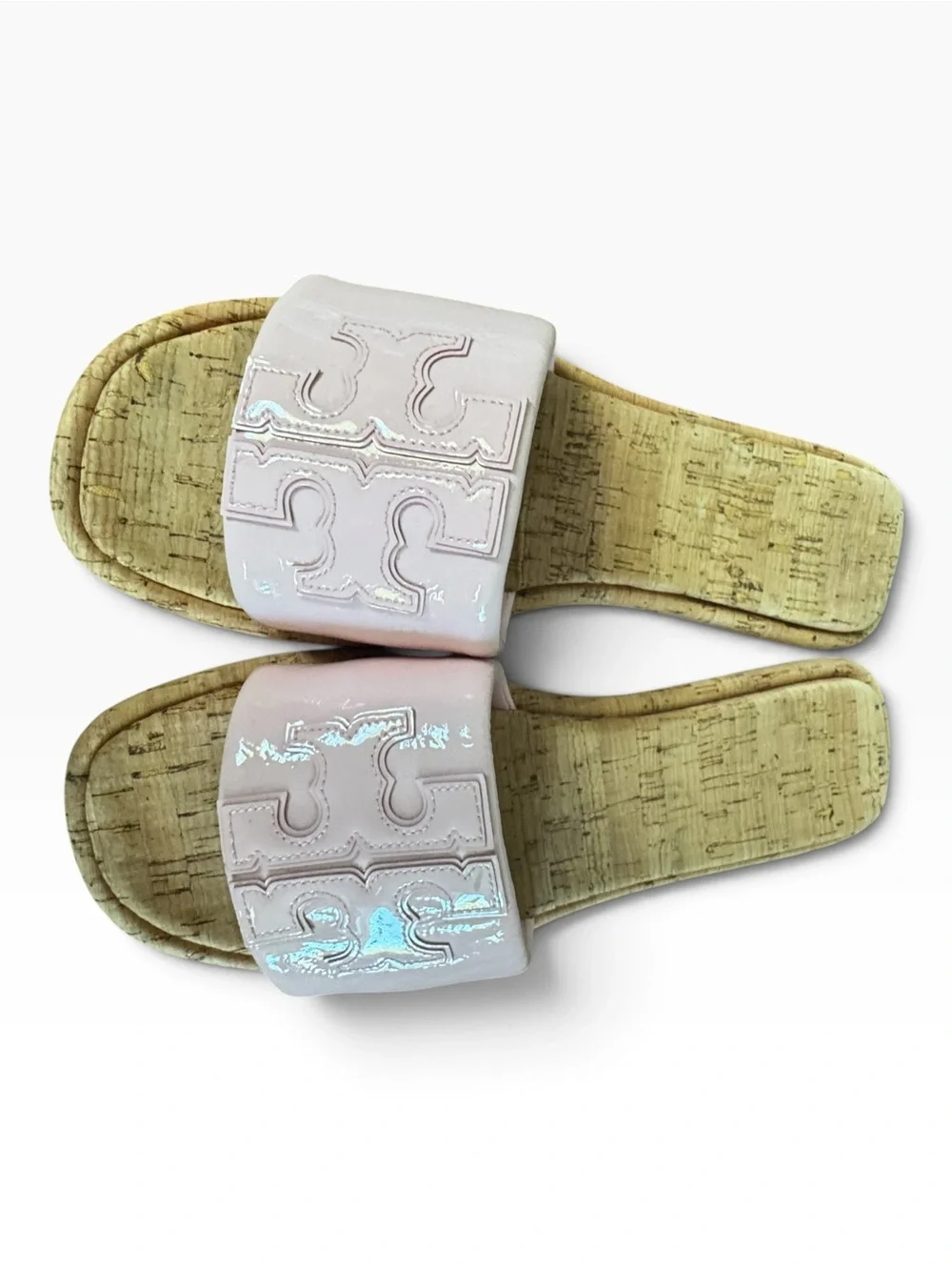 Tory Burch Double T Sport Slides in the Petunia